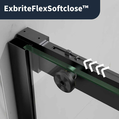 44-48" x 76" Frameless Sliding Shower door,Matte Black,Easy clean|ExBrite Elysian-M Series