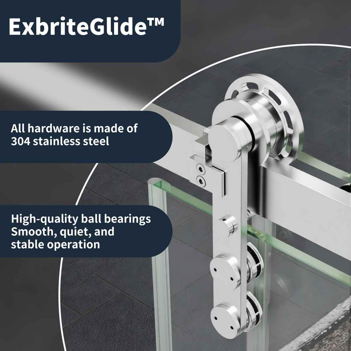 44-48" x 76" Frameless Sliding Shower door,Chrome,Easy clean|ExBrite Elysian-S Series
