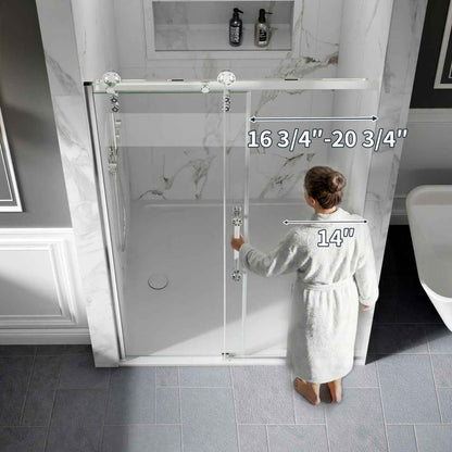 44-48" x 76" Frameless Sliding Shower door,Chrome,Easy clean|ExBrite Elysian-S Series