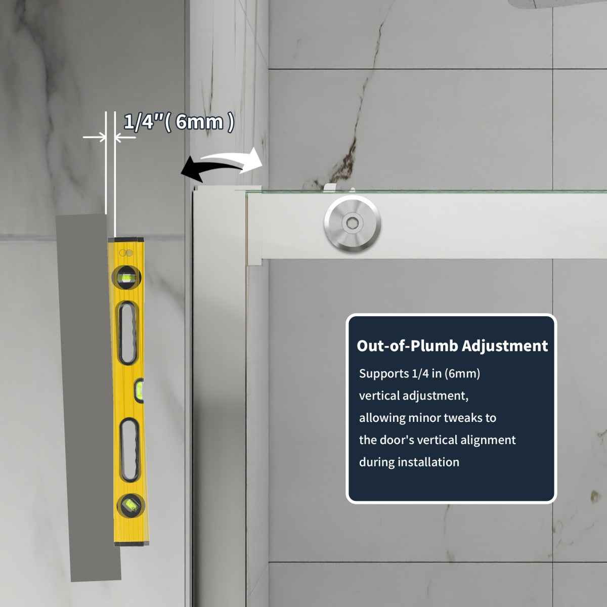 44-48" x 76" Frameless Sliding Shower door,Chrome,Easy clean|ExBrite Elysian-S Series