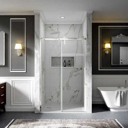 44-48" x 76" Frameless Sliding Shower door,Chrome,Easy clean|ExBrite Elysian-S Series