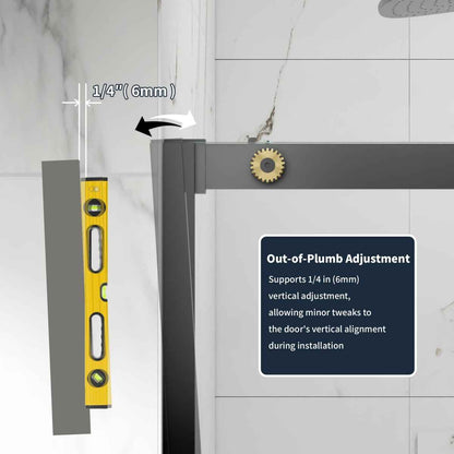44-48" x 76" Frameless Sliding Shower door,Black Gold,Easy clean|ExBrite Elysian-G Series