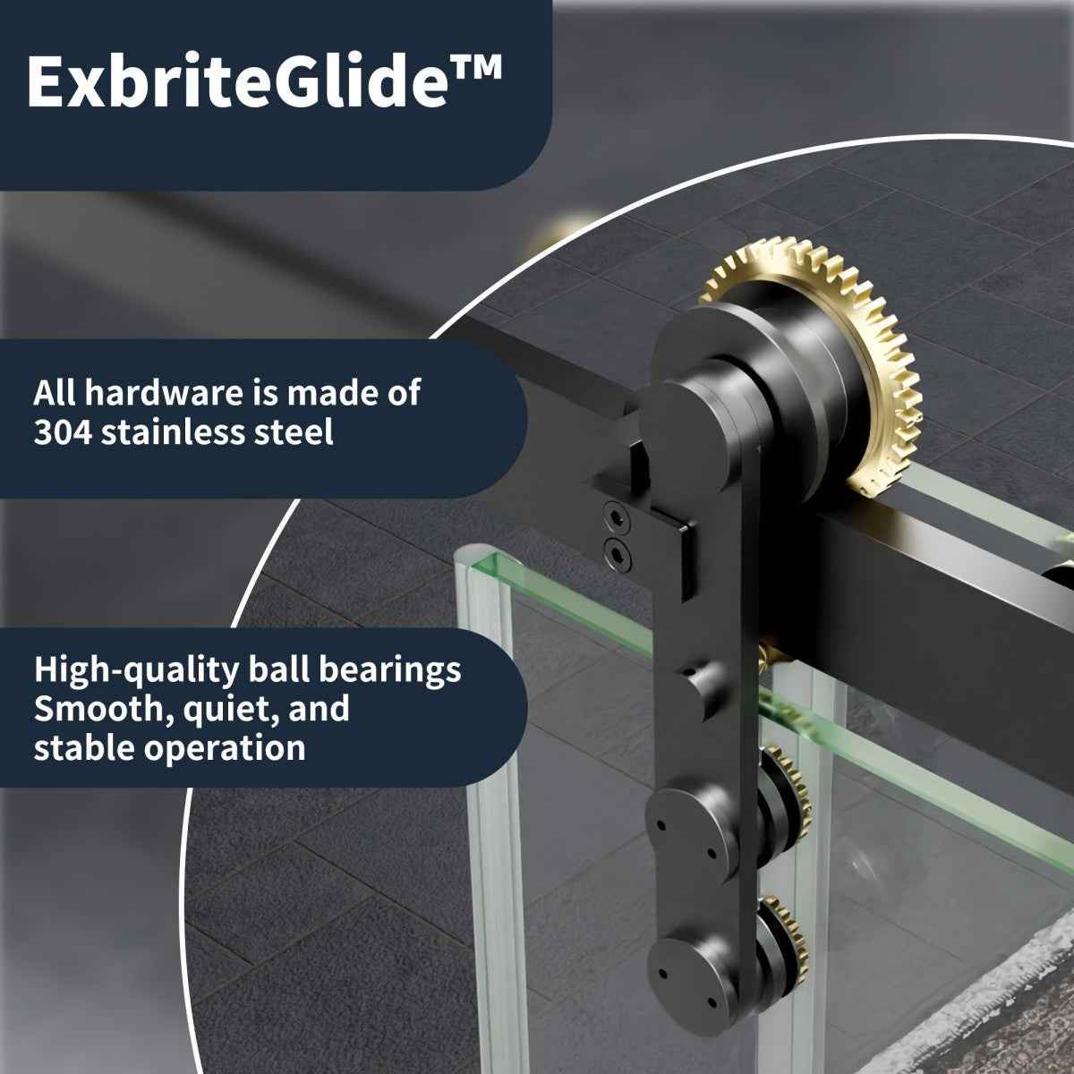 44-48" x 76" Frameless Sliding Shower door,Black Gold,Easy clean|ExBrite Elysian-G Series