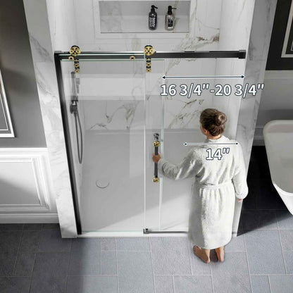 44-48" x 76" Frameless Sliding Shower door,Black Gold,Easy clean|ExBrite Elysian-G Series