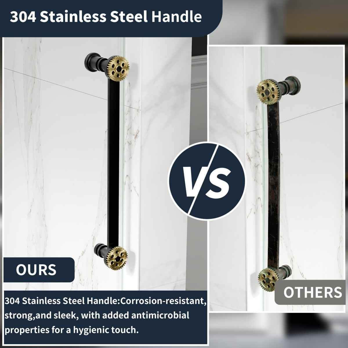 44-48" x 76" Frameless Sliding Shower door,Black Gold,Easy clean|ExBrite Elysian-G Series