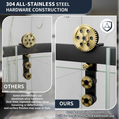 44-48" x 76" Frameless Sliding Shower door,Black Gold,Easy clean|ExBrite Elysian-G Series