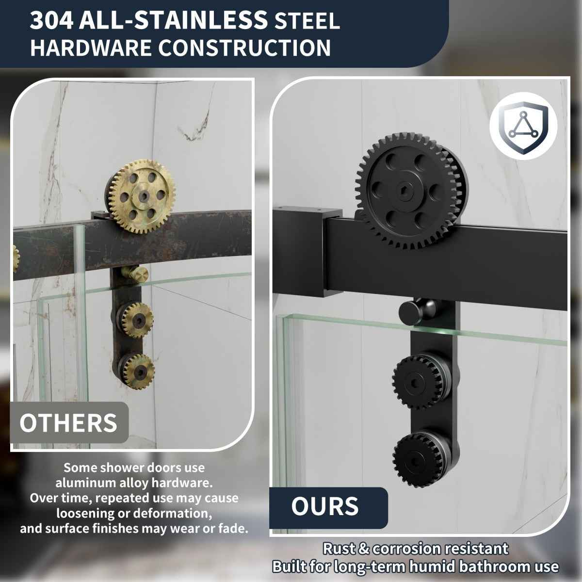 44-48" x 76" Frameless Sliding Shower door,Matte Black,Easy clean|ExBrite Elysian-G Series