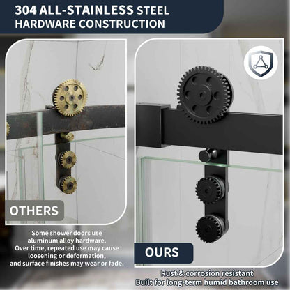 44-48" x 76" Frameless Sliding Shower door,Matte Black,Easy clean|ExBrite Elysian-G Series