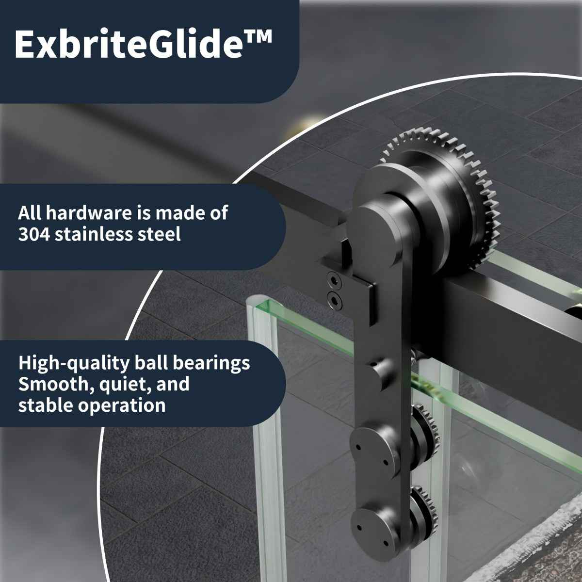 44-48" x 76" Frameless Sliding Shower door,Matte Black,Easy clean|ExBrite Elysian-G Series