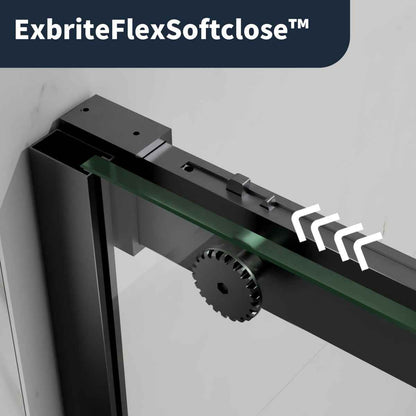 44-48" x 76" Frameless Sliding Shower door,Matte Black,Easy clean|ExBrite Elysian-G Series