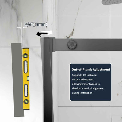 44-48" x 76" Frameless Sliding Shower door,Matte Black,Easy clean|ExBrite Elysian-G Series