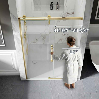 44-48" x 76" Frameless Sliding Shower door,Brushed Gold,Easy clean|ExBrite Elysian-G Series