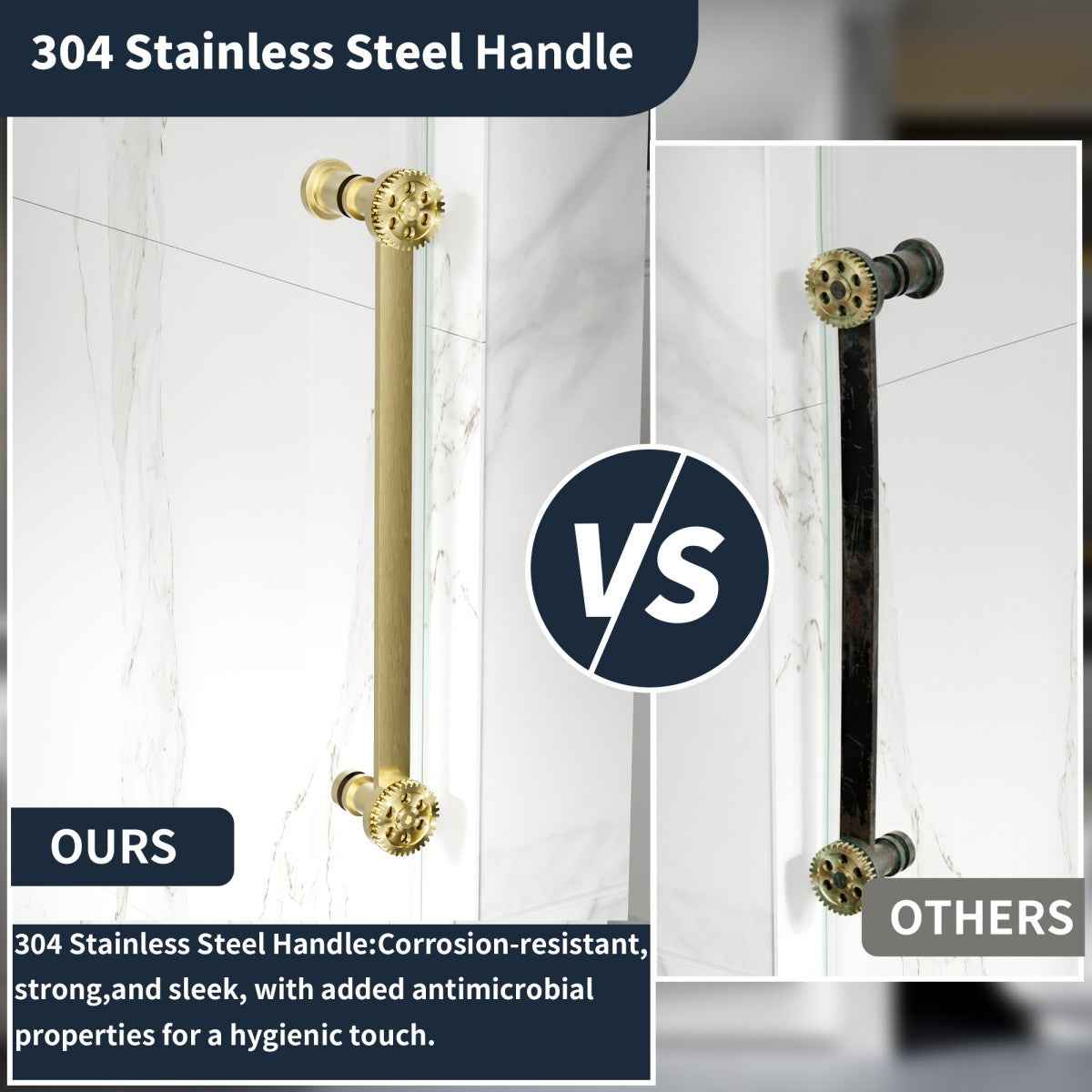 44-48" x 76" Frameless Sliding Shower door,Brushed Gold,Easy clean|ExBrite Elysian-G Series