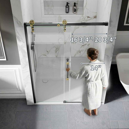 44-48" x 76" Frameless Sliding Shower door,Black Gold,Easy clean|ExBrite Elysian-S Series