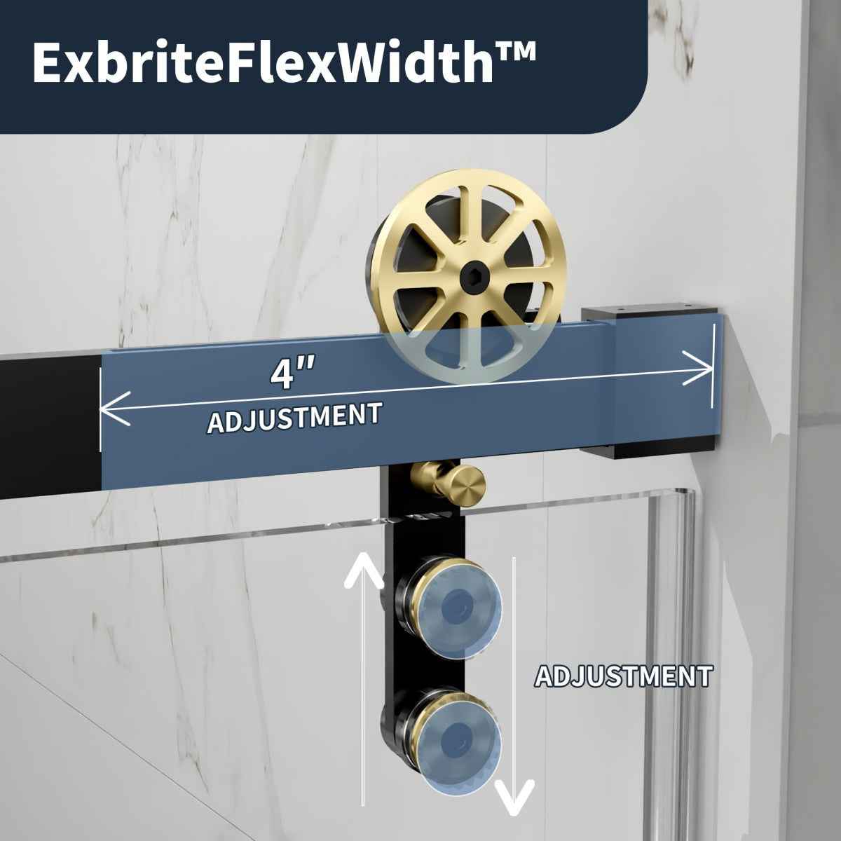 44-48" x 76" Frameless Sliding Shower door,Black Gold,Easy clean|ExBrite Elysian-S Series