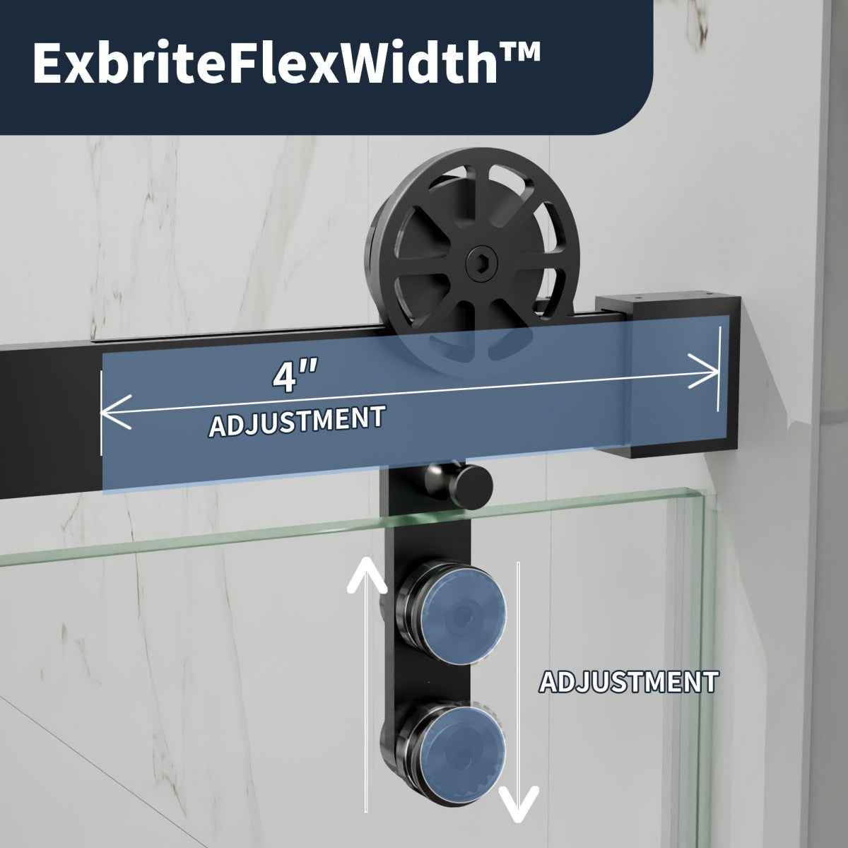 44-48" x 76" Frameless Sliding Shower door,Matte Black,Easy clean|ExBrite Elysian-S Series