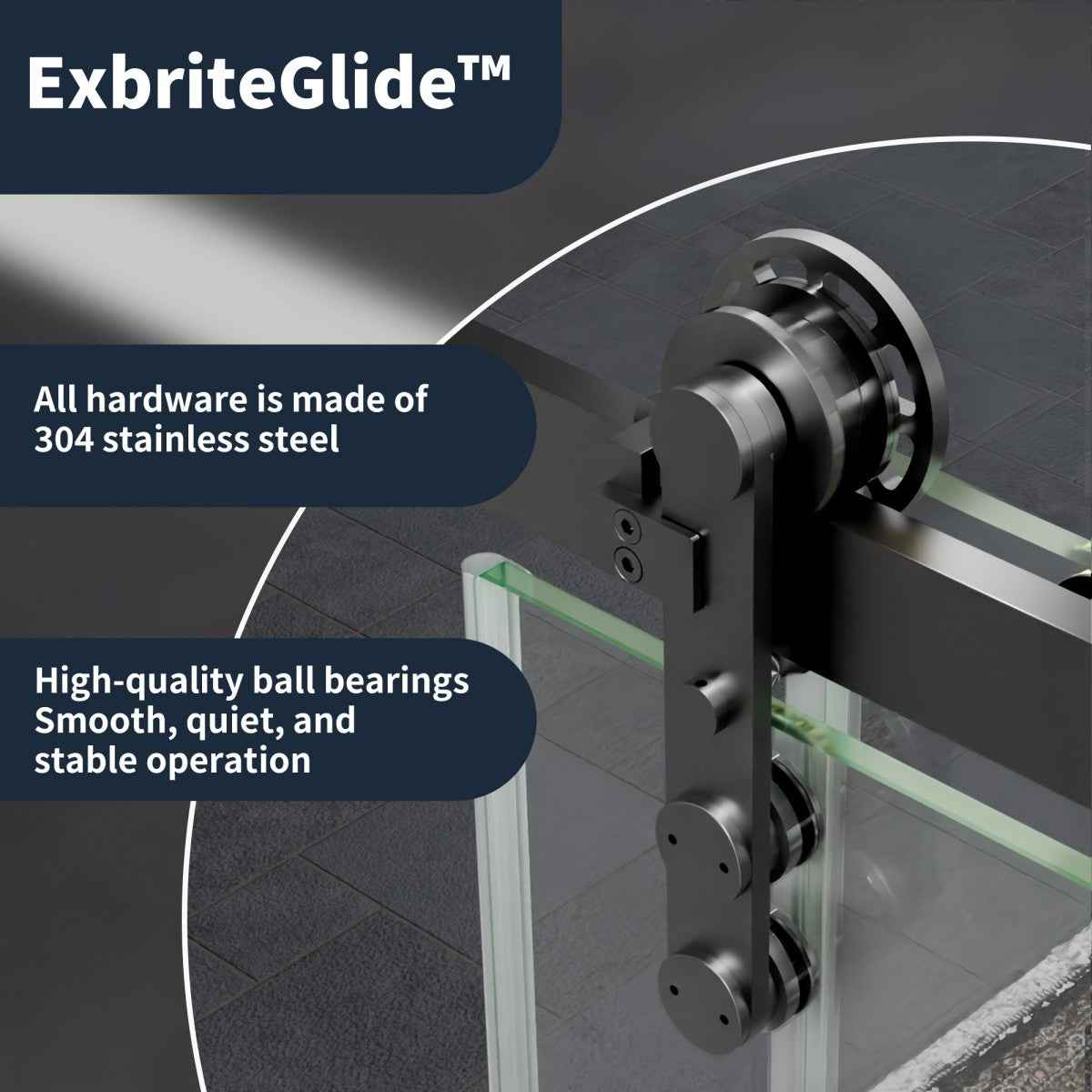 44-48" x 76" Frameless Sliding Shower door,Matte Black,Easy clean|ExBrite Elysian-S Series