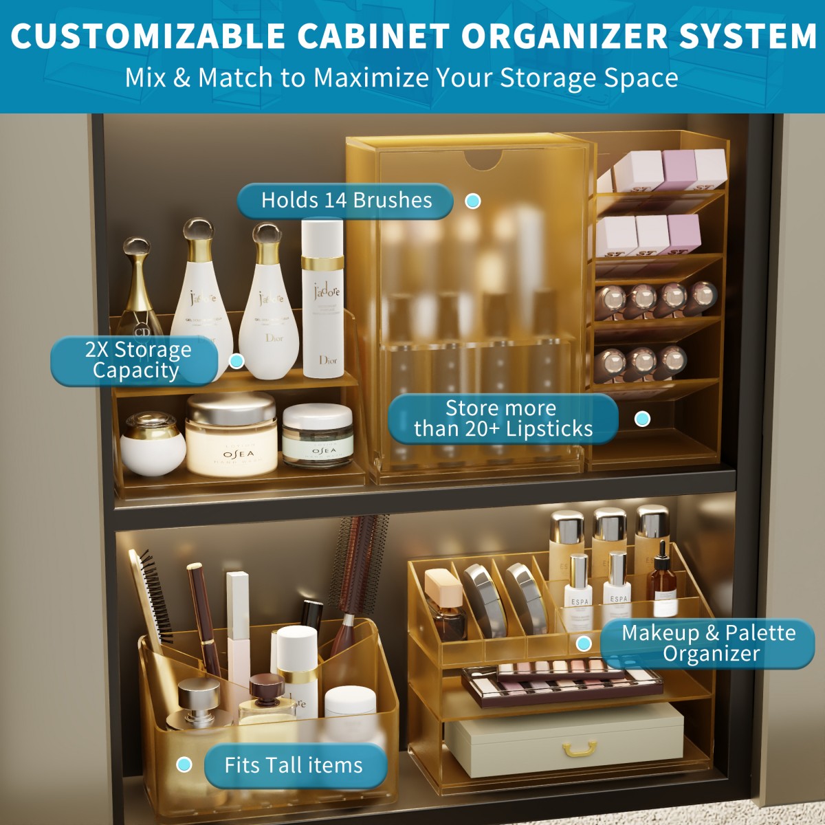 Modern Acrylic Cream Organizer – Elegant Storage for Skincare & Vanity Essentials