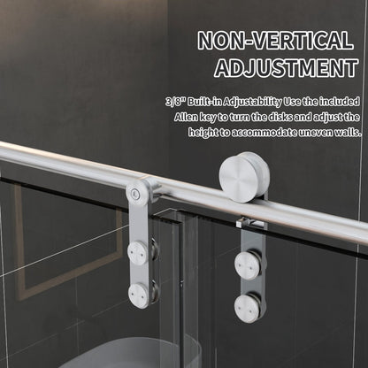 Anchor-B Allsumhome 56"-60"W x 70"H Frameless Sliding Shower Door,Tempered Glass,Shower Enclosure,Double Side Easy Clean Coat,Brushed Nickel ,Buffer