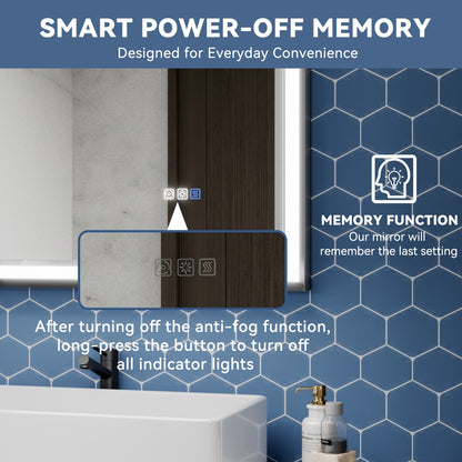 Verloar 30" W x 36" H Framed Lighted Bathroom  Mirror,Dimmable,Anti Fog,Front-Lit Illumination,Matte Black