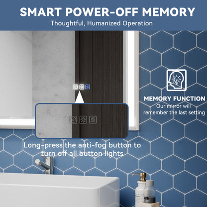 Verloar 30" W x 36" H Lighted Bathroom  Mirror,Dimmable,Anti Fog,Front-Lit Illumination