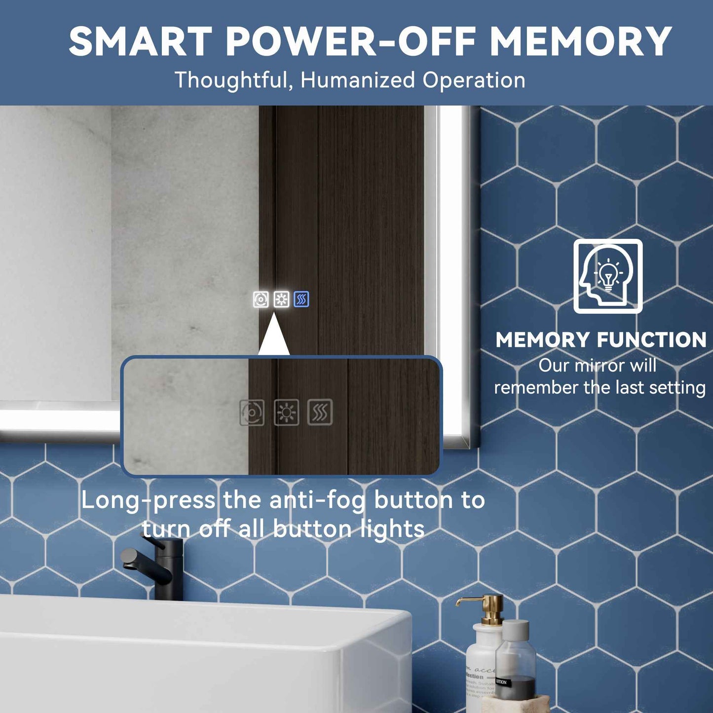 Verloar 22" W x 34" H Lighted Bathroom  Mirror,Dimmable,Anti Fog,Front-Lit Illumination（副本）