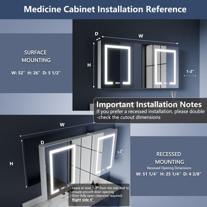 Boost-M1 52" W x 26" H Combination Medicine Cabinet with Mirror led Lighted Medicine Cabinet