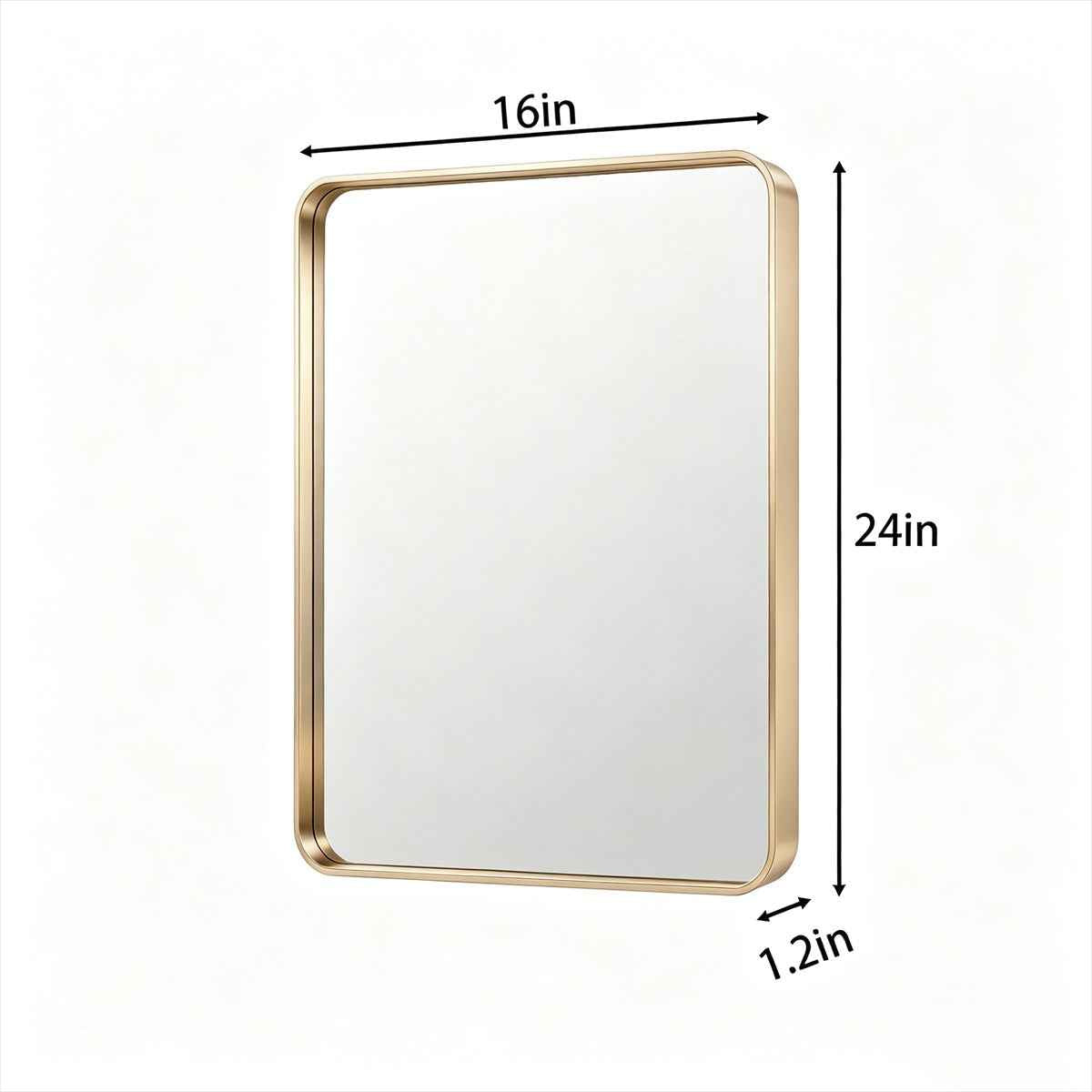 Noir 16" x 24" Gold Framed Rectangular Bathroom Mirror