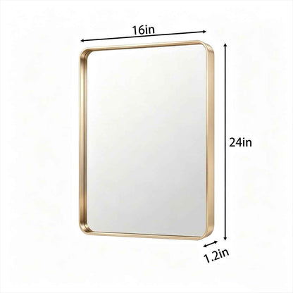 Noir 16" x 24" Gold Framed Rectangular Bathroom Mirror