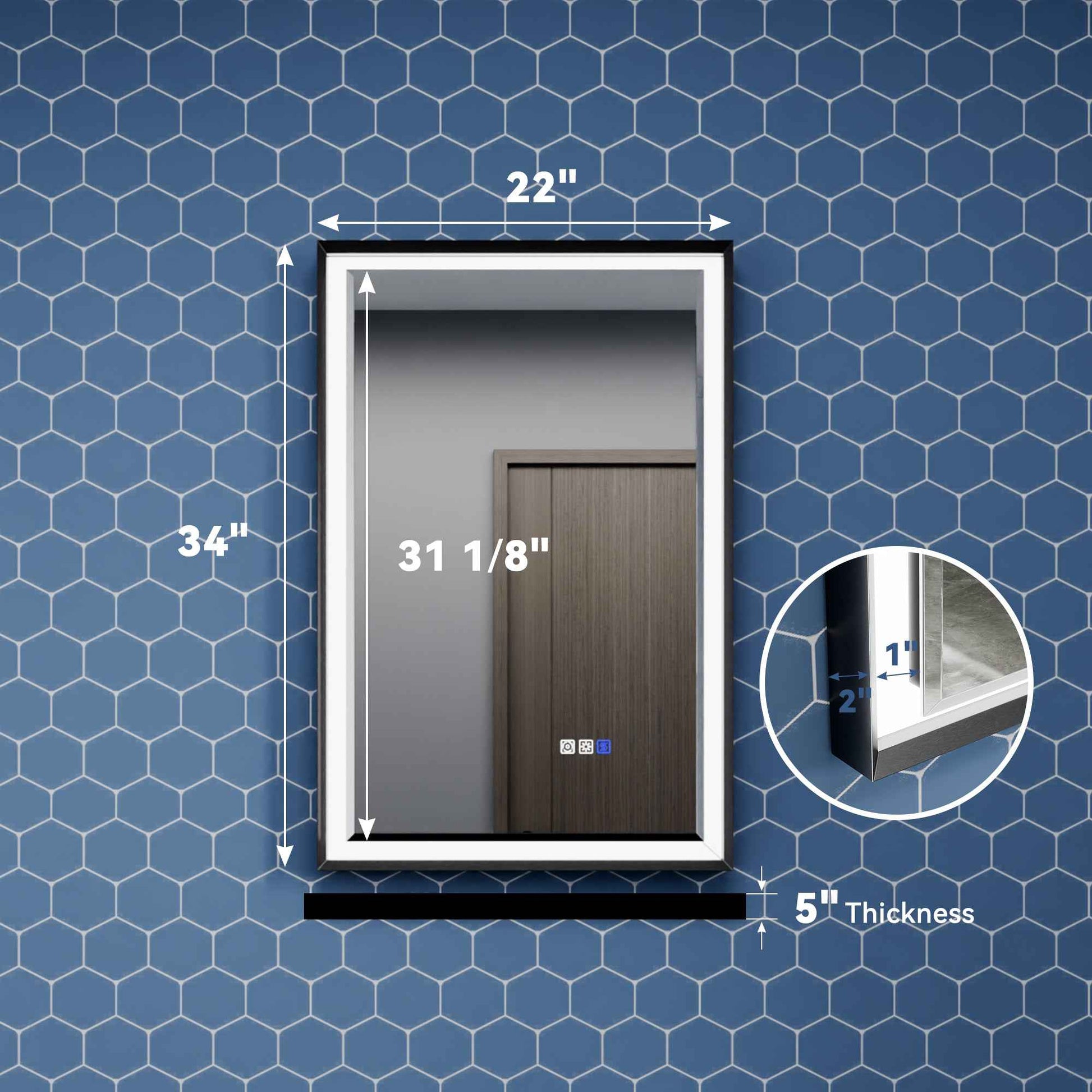 Verloar 22" W x 34" H Lighted Bathroom  Mirror,Dimmable,Anti Fog,Front-Lit Illumination（副本）