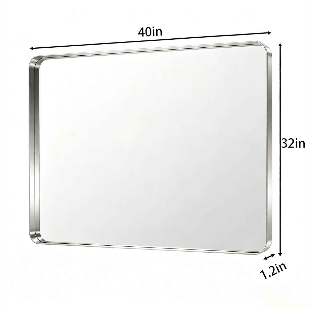 Noir 40" x 32" Silver Framed Rectangular Bathroom Mirror