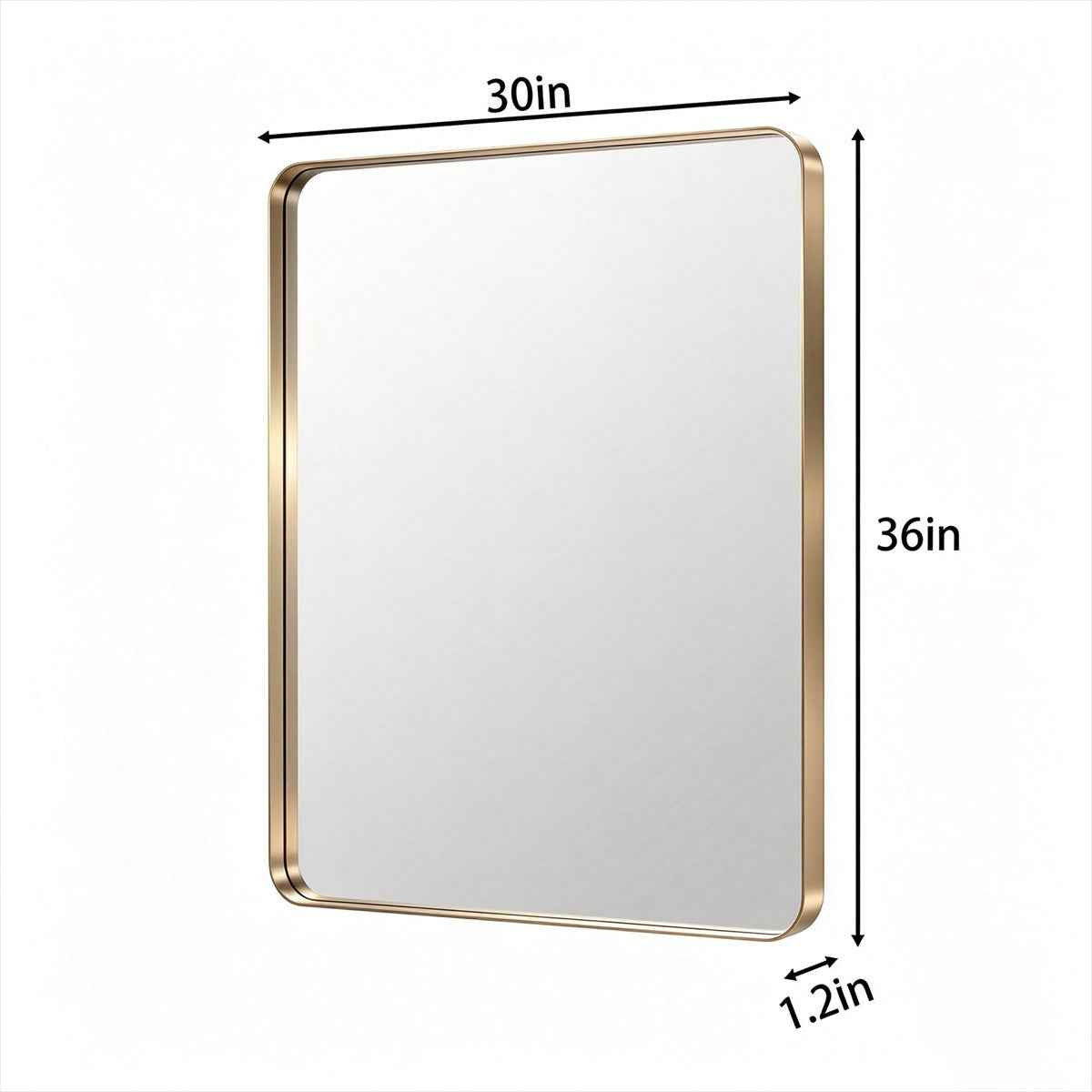 Noir 30" x 36" Gold Framed Rectangular Bathroom Mirror
