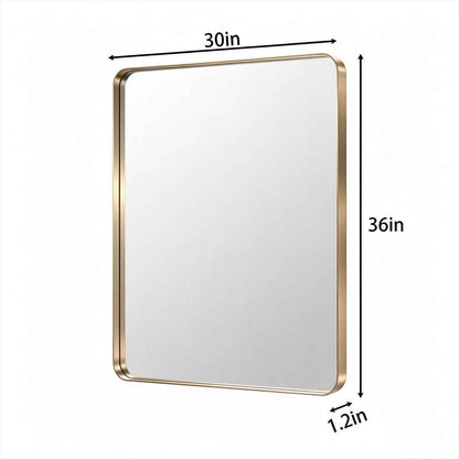 Noir 30" x 36" Gold Framed Rectangular Bathroom Mirror