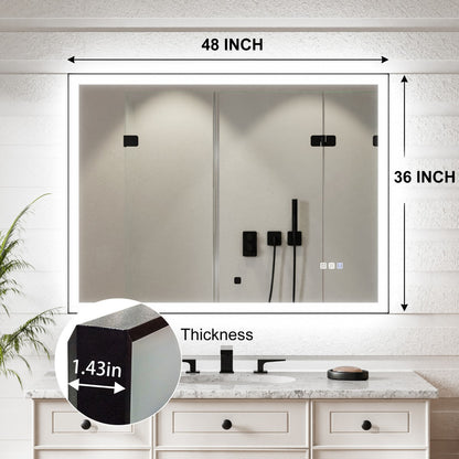 Apex-Noir 48"x36" Framed LED Lighted Bathroom Mirror