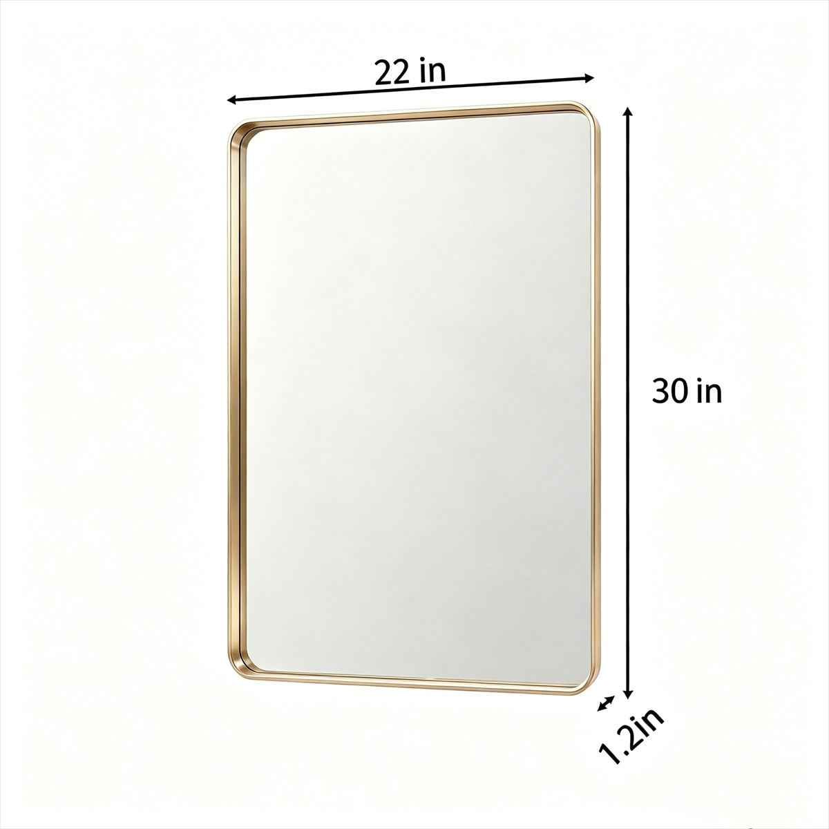 Noir 22" x 30" Gold Framed Rectangular Bathroom Mirror