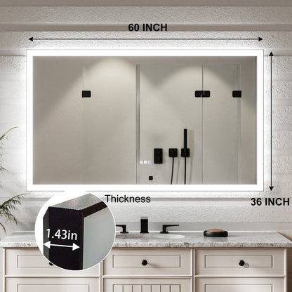 Apex-Noir 60"x36" Framed LED Lighted Bathroom Mirror