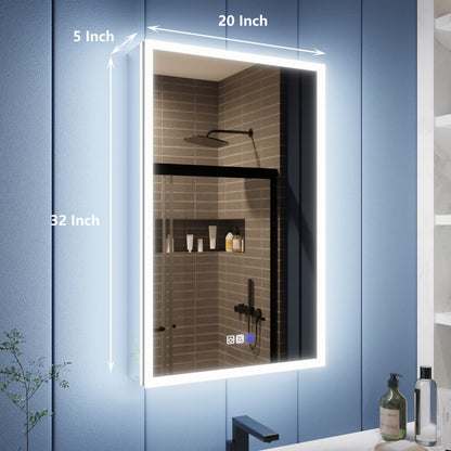 Illusion 20" x 32" Lighted Mirror Medicine Cabinet with Front and Back Magnifiers, Right Hinge