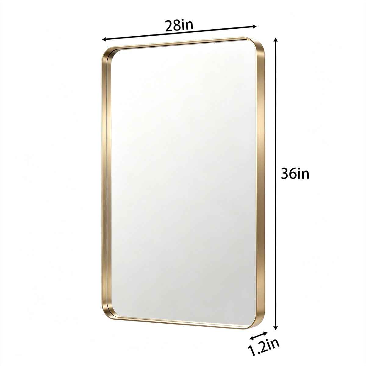 Noir 28" x 36" Gold Framed Rectangular Bathroom Mirror