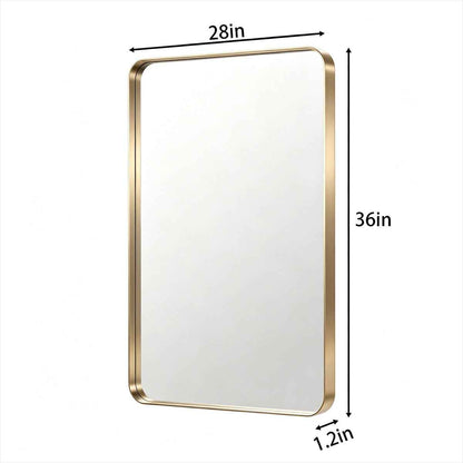 Noir 28" x 36" Gold Framed Rectangular Bathroom Mirror