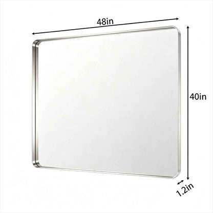 Noir 48" x 40" Silver Framed Rectangular Bathroom Mirror
