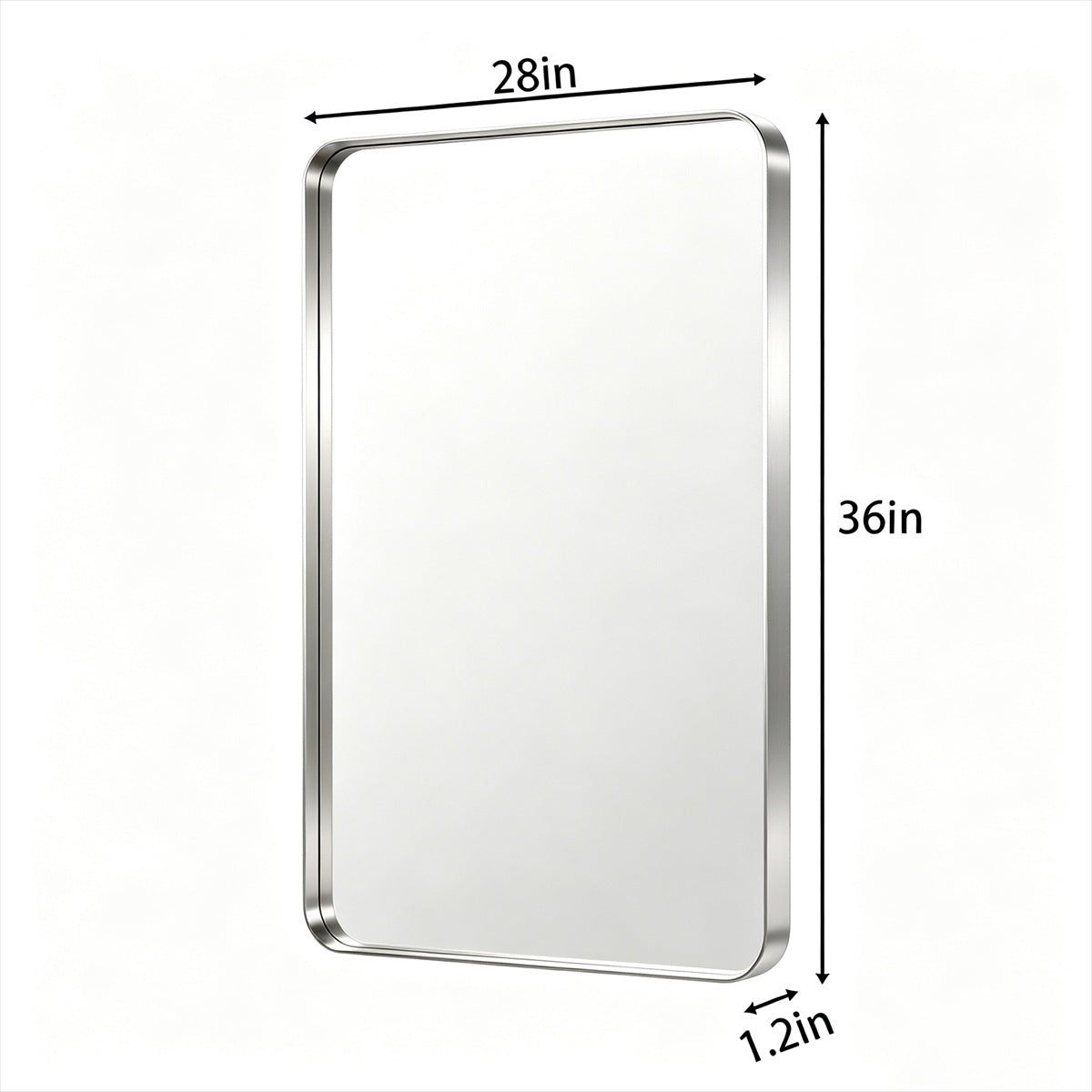 Noir 28" x 36" Silver Framed Rectangular Bathroom Mirror