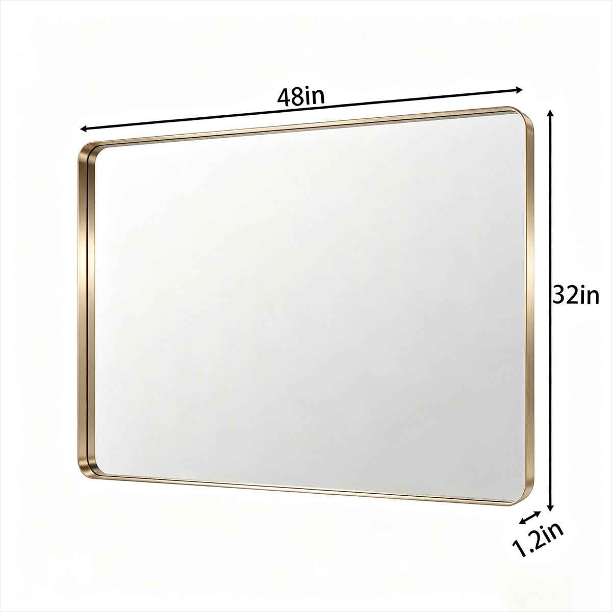 Noir 48" x 32" Gold Framed Rectangular Bathroom Mirror