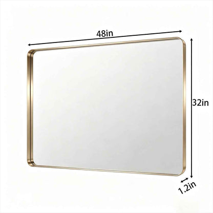 Noir 48" x 32" Gold Framed Rectangular Bathroom Mirror