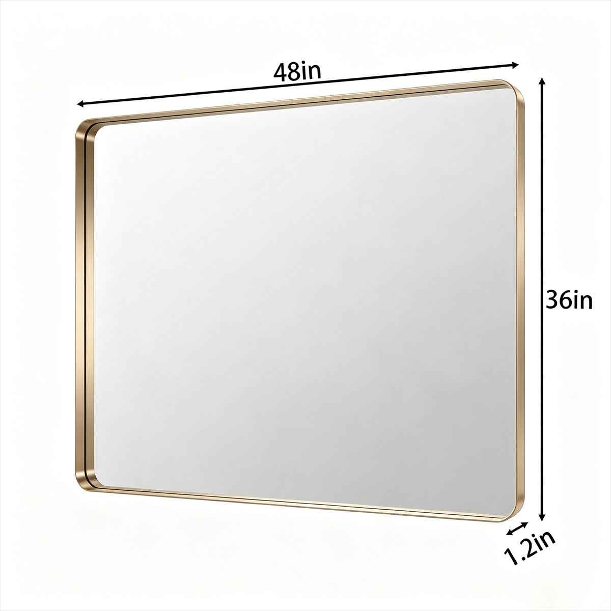 Noir 48" x 36" Gold Framed Rectangular Bathroom Mirror
