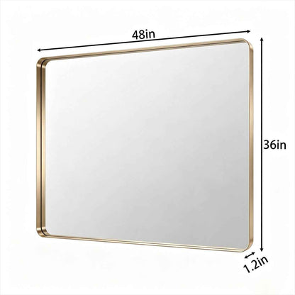 Noir 48" x 36" Gold Framed Rectangular Bathroom Mirror
