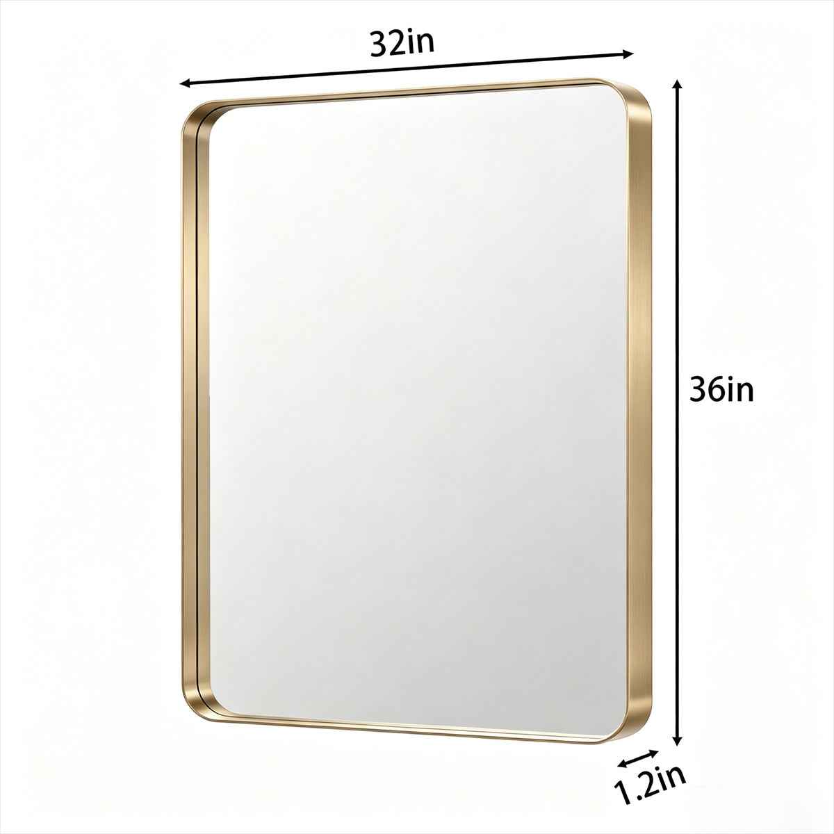 Noir 32" x 36" Gold Framed Rectangular Bathroom Mirror