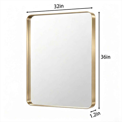 Noir 32" x 36" Gold Framed Rectangular Bathroom Mirror