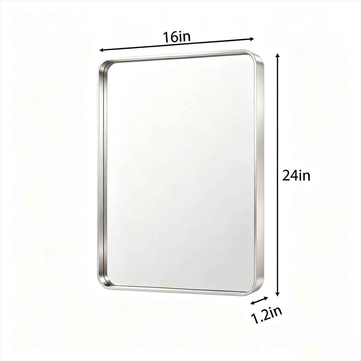 Noir 16" x 24" Silver Framed Rectangular Bathroom Mirror