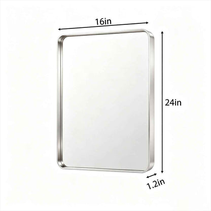 Noir 16" x 24" Silver Framed Rectangular Bathroom Mirror