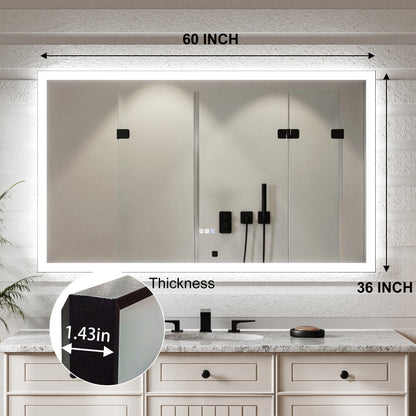 Apex-Noir 60"x36" Framed LED Lighted Bathroom Mirror